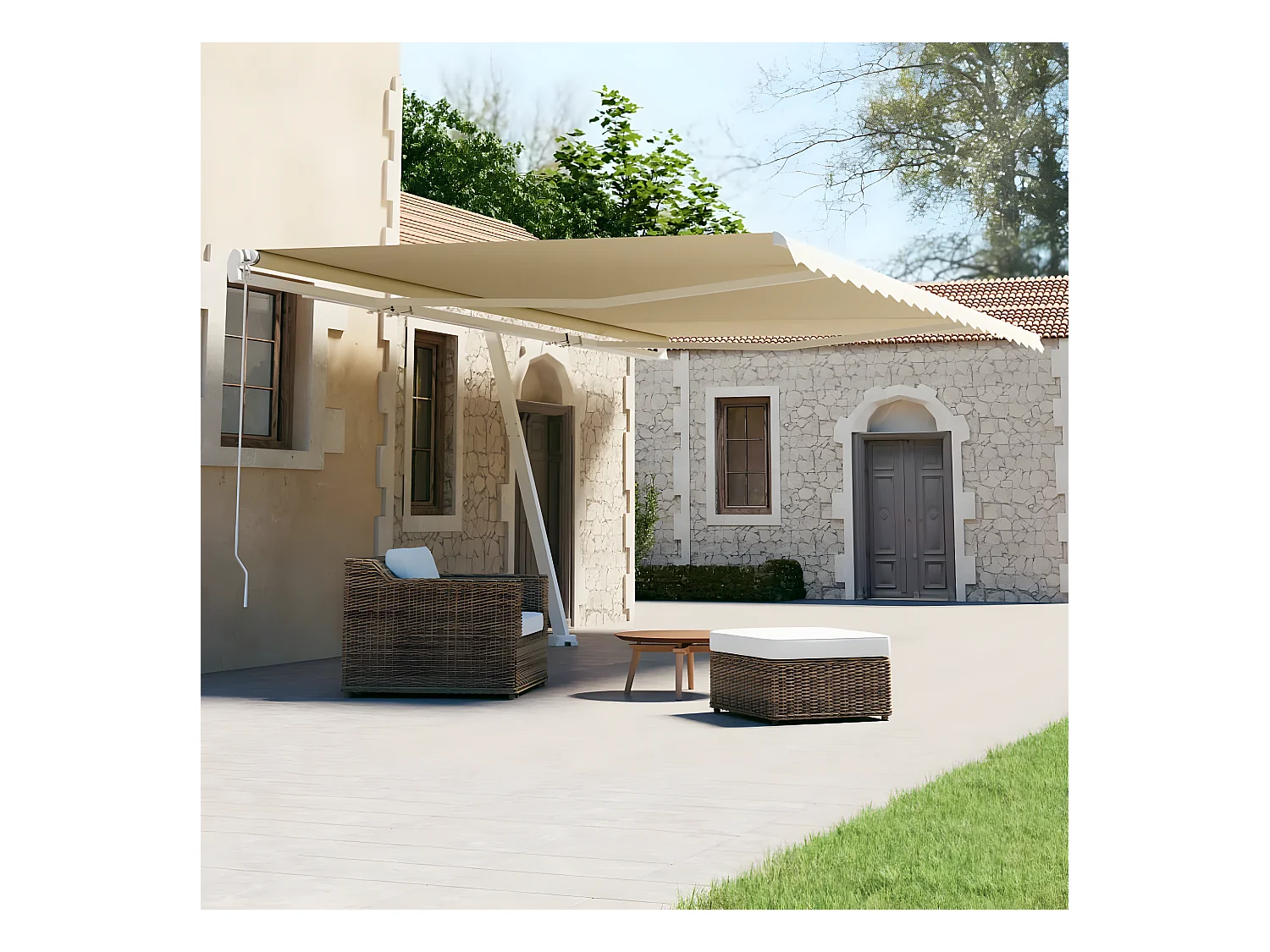 Auvent automatique sur pied 600x300 Crème