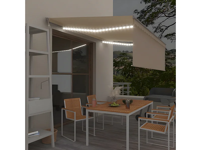 Toldos y persianas automáticas con sensor de viento y LED 4x3 Crema