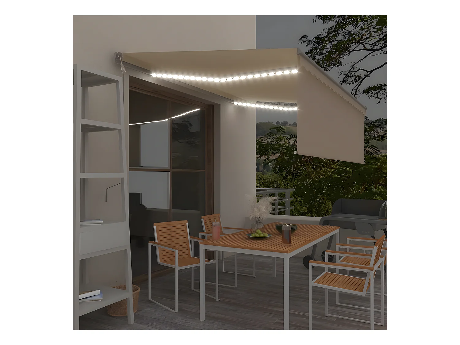 Tenda automatica e sensore vento oscurante e LED 4x3 Crema