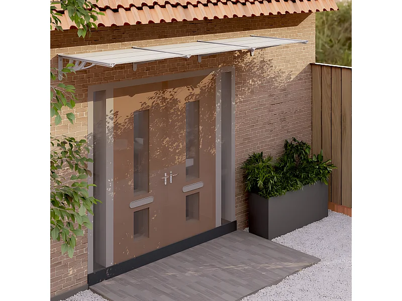 Toldo de porta Policarbonato 297,5x90 cinza e transparente