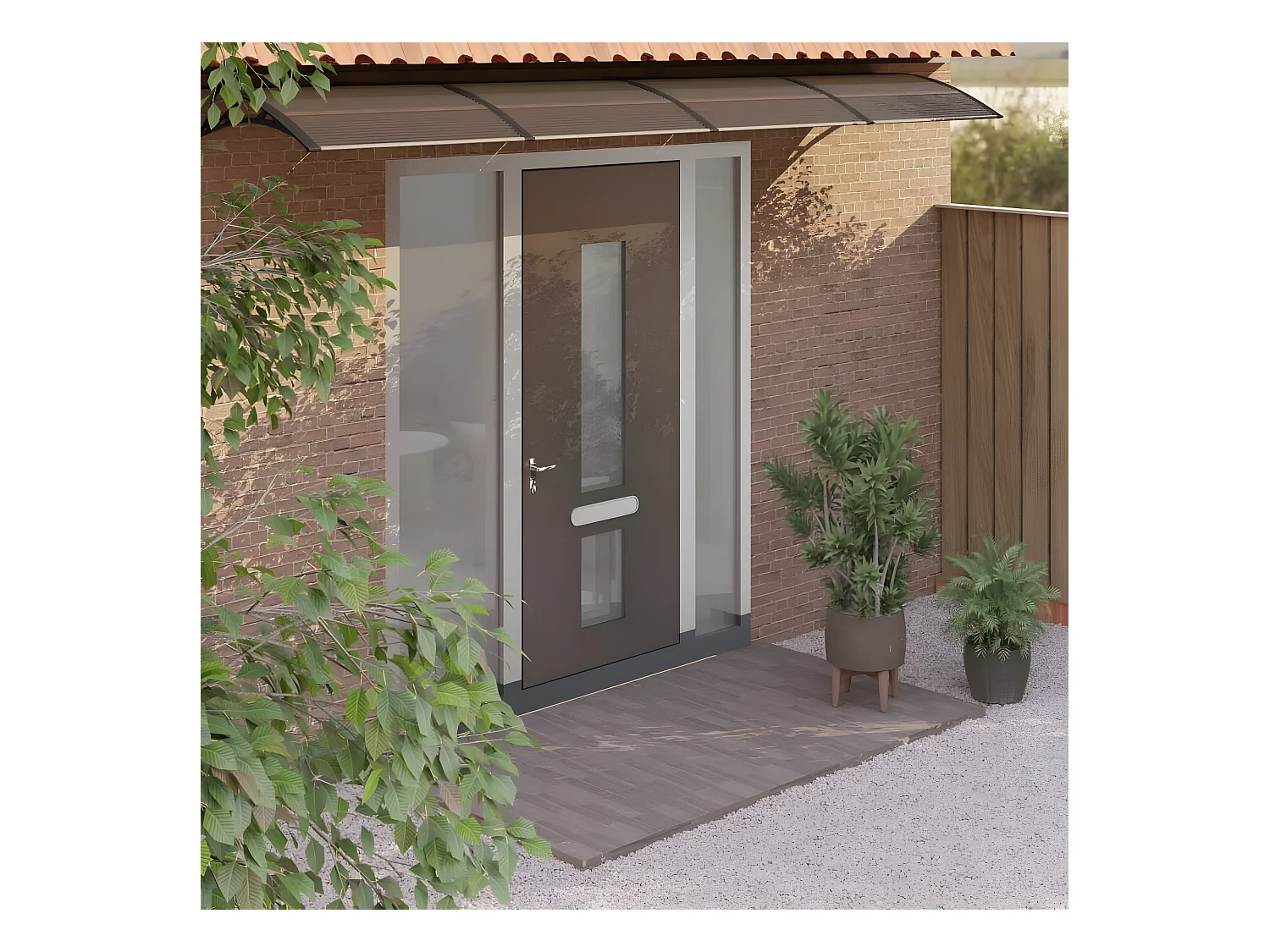 Auvent de porte Noir 400x100 Polycarbonate