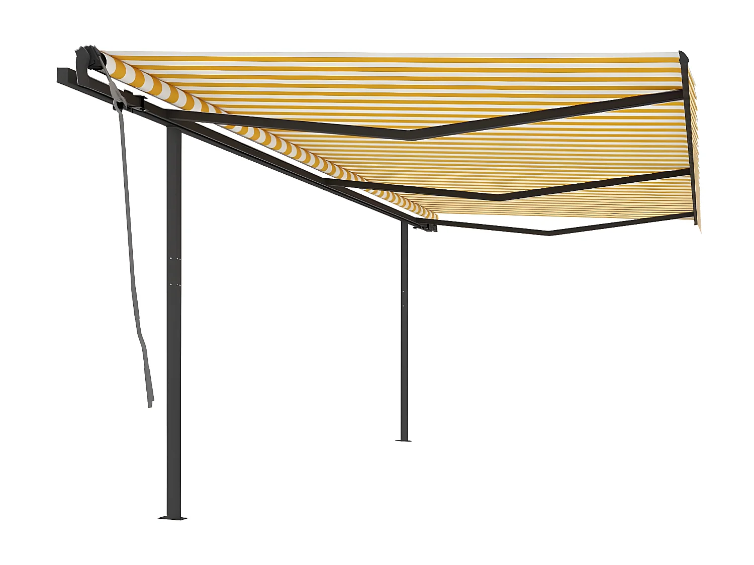 Auvent automatique rétractable avec poteaux 6x3m Jaune et blanc