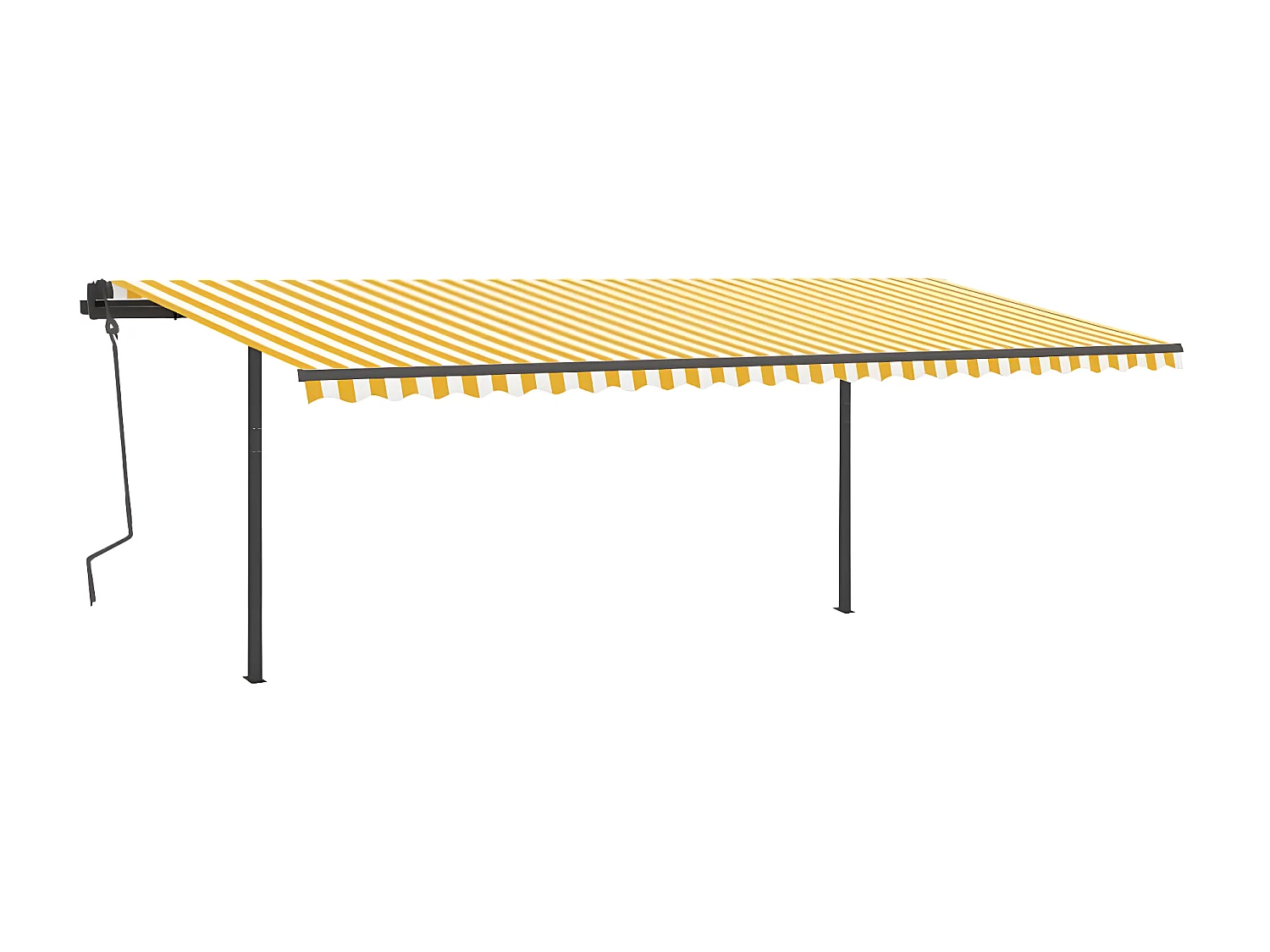 Auvent automatique rétractable avec poteaux 6x3m Jaune et blanc
