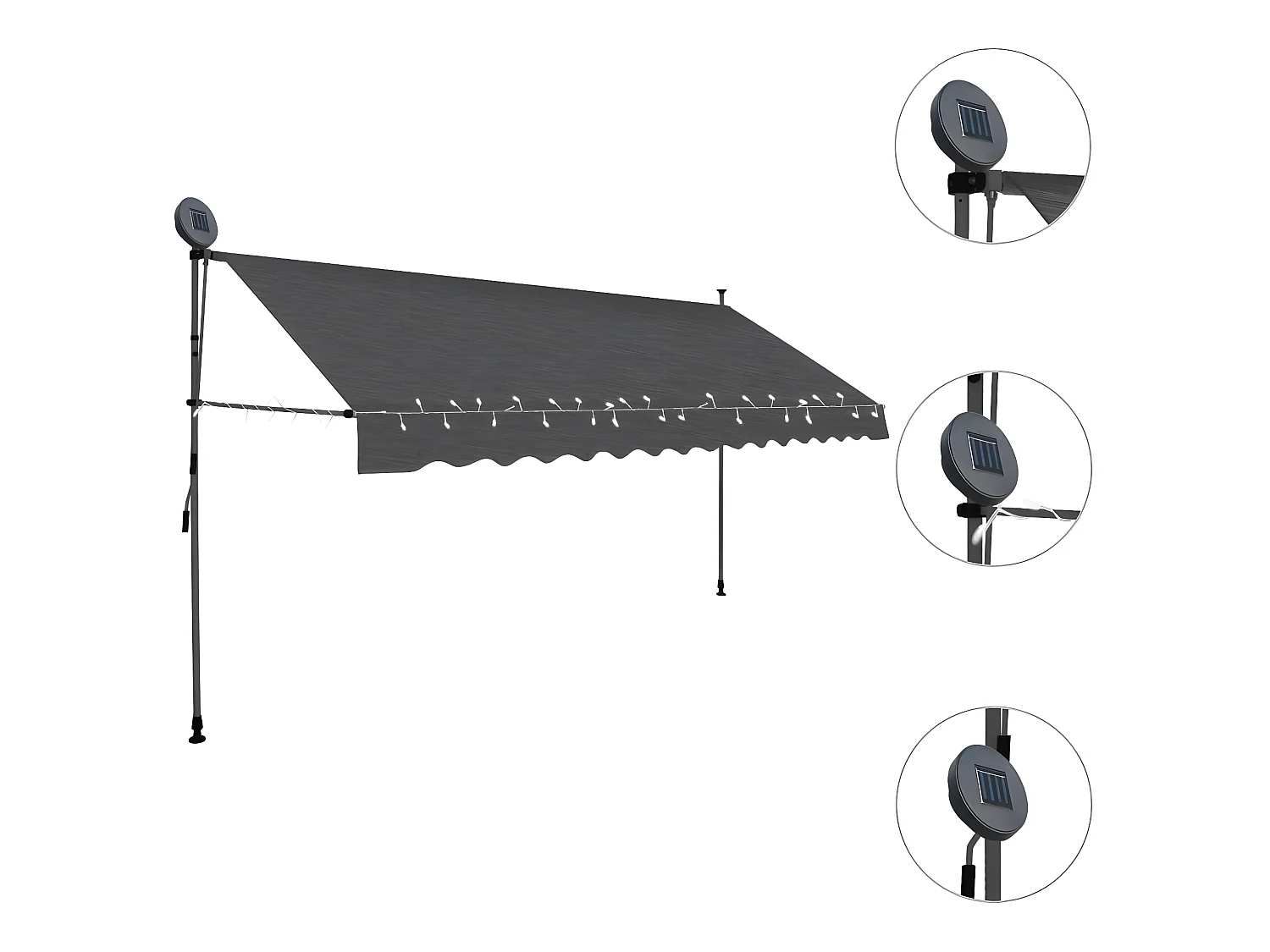 Toldo retrátil com LED 400 Antracite