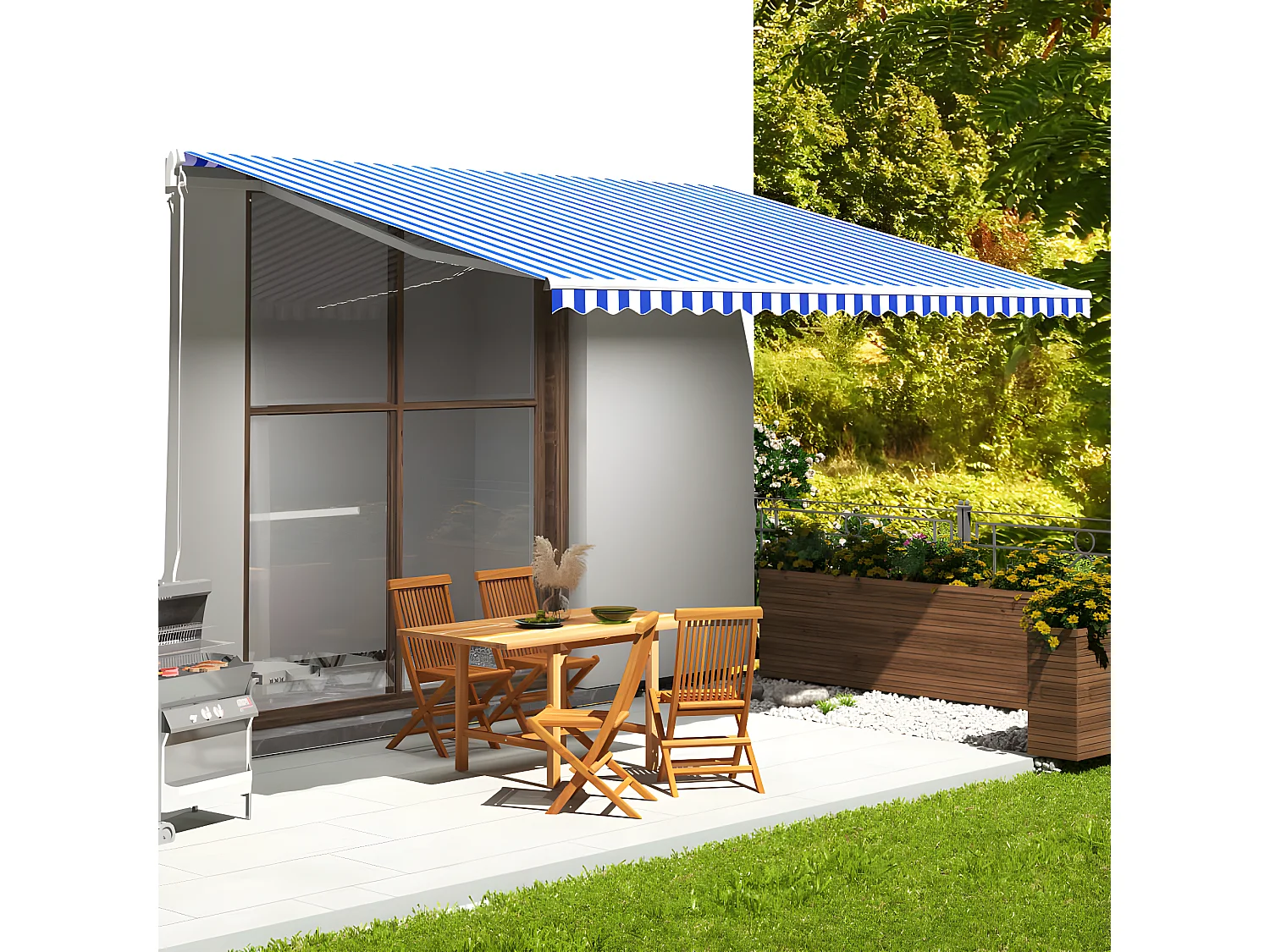 Tecido de substituição para toldo Azul e branco 5x3,5