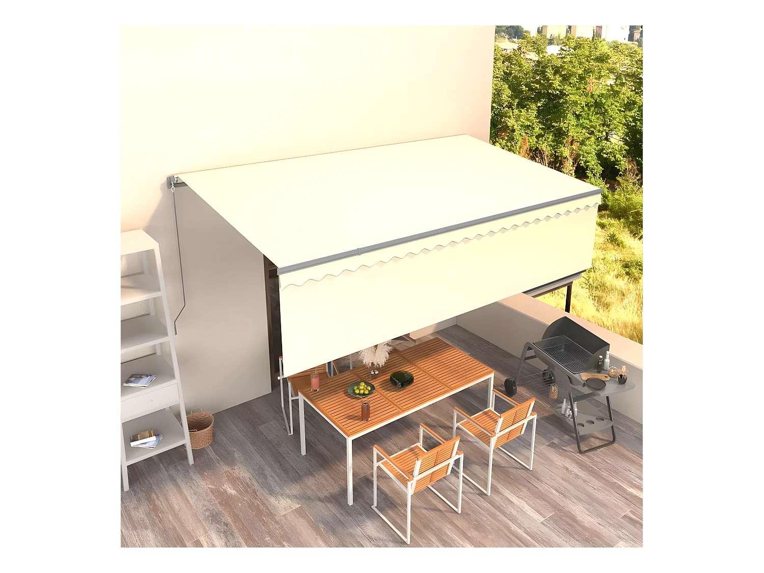 Auvent rétractableanuel avec store 5x3 Crème