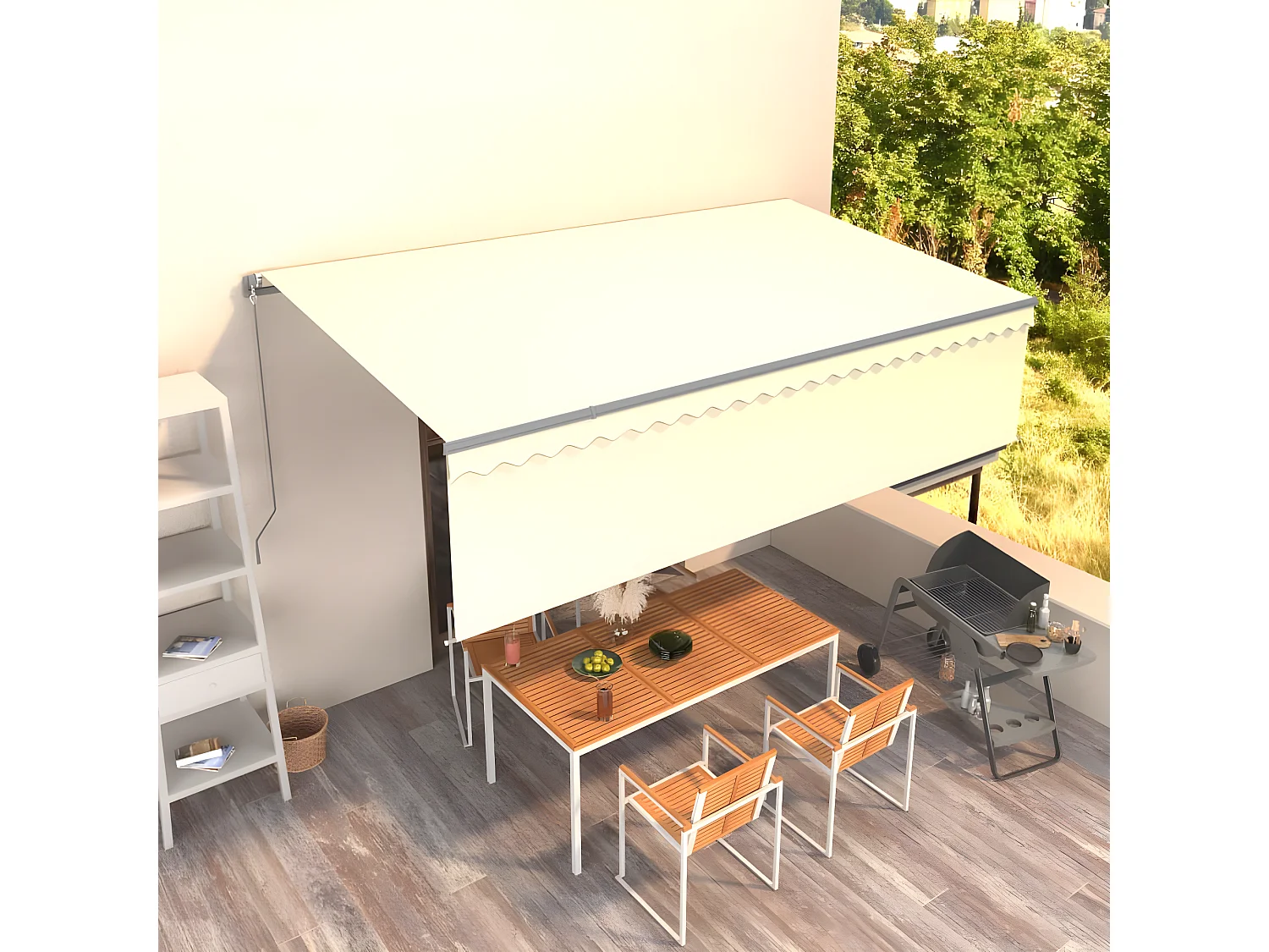 Jährliche einziehbare Markise mit Rollo 5x3 Creme