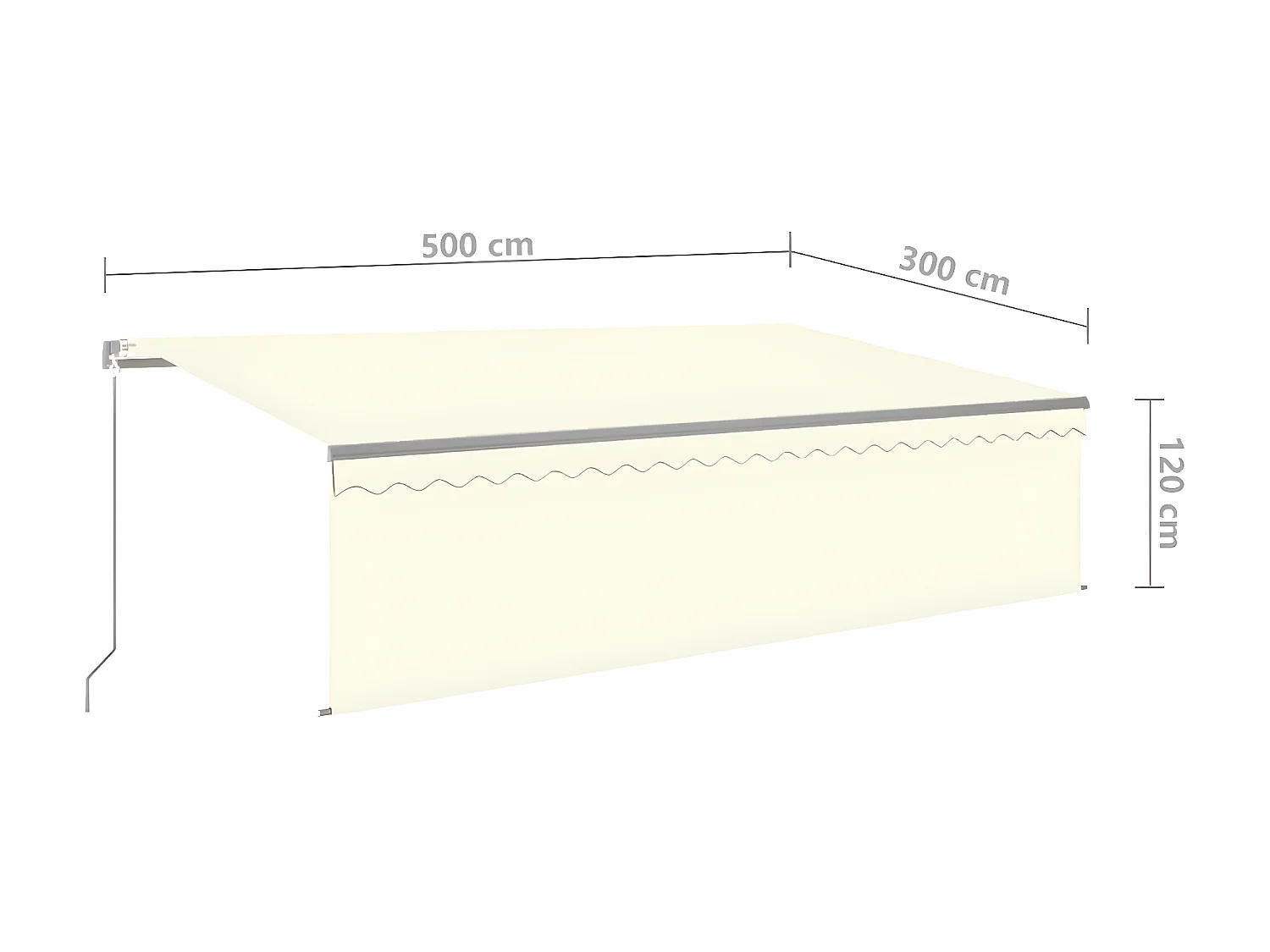 Jährliche einziehbare Markise mit Rollo 5x3 Creme