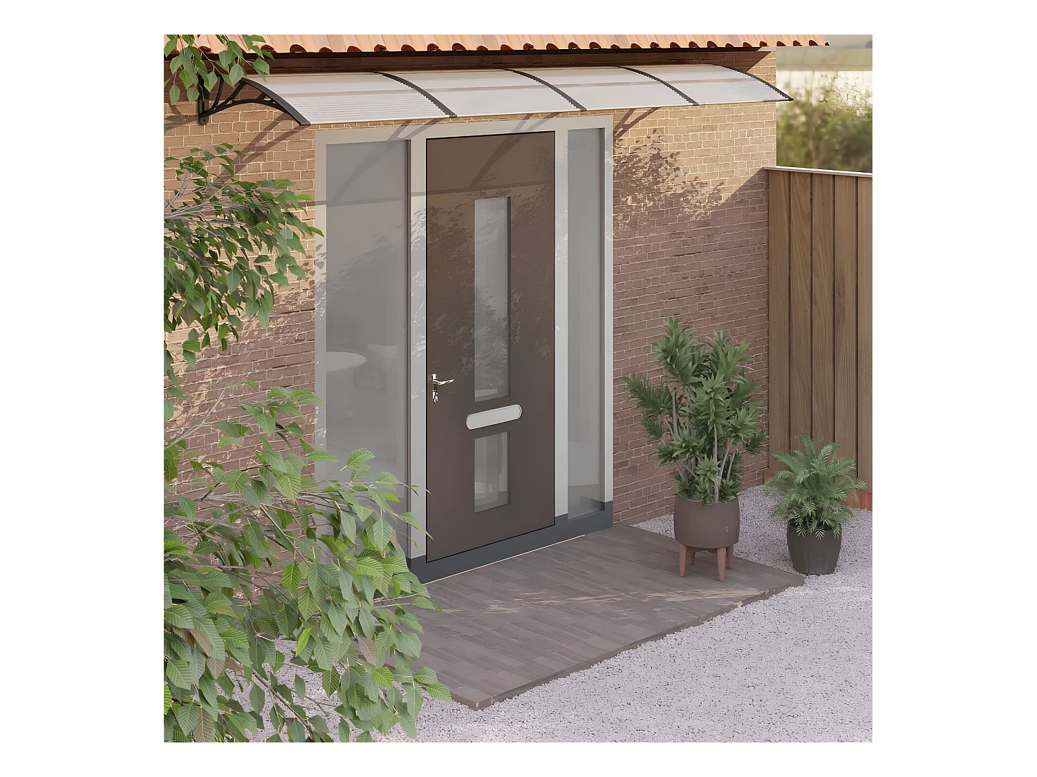 Toldo de porta Policarbonato 350x80 Preto e Transparente