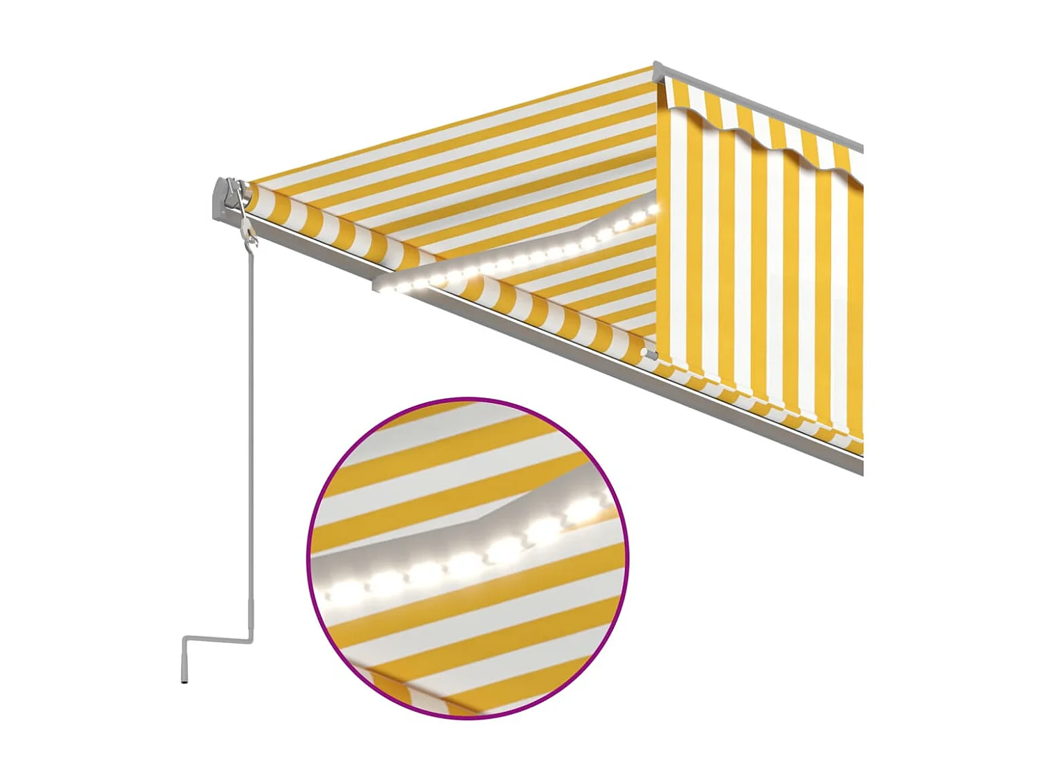 Auvent automatique store capteur de vent LED 6x3 Jaune/blanc