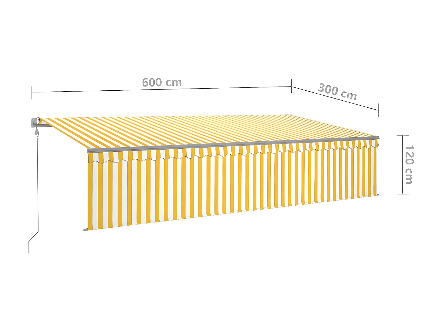 Auvent automatique store capteur de vent LED 6x3 Jaune/blanc