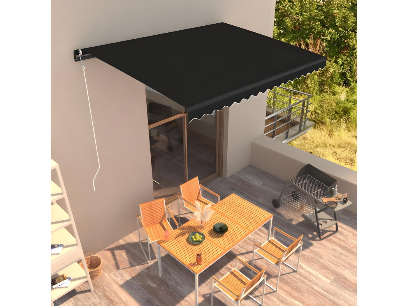 Lechnical Tenda Da Sole Retrattile Manuale 600x350 Cm Crema,Anti UV,Tenda Sole Retrattile,Tende