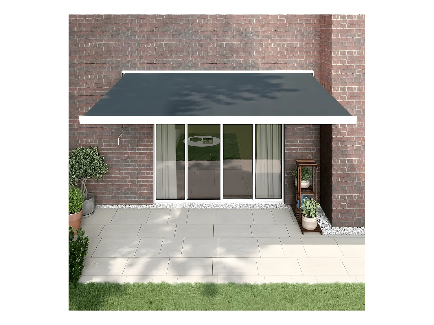Auvent rétractable anthracite 4x3 tissu et aluminium
