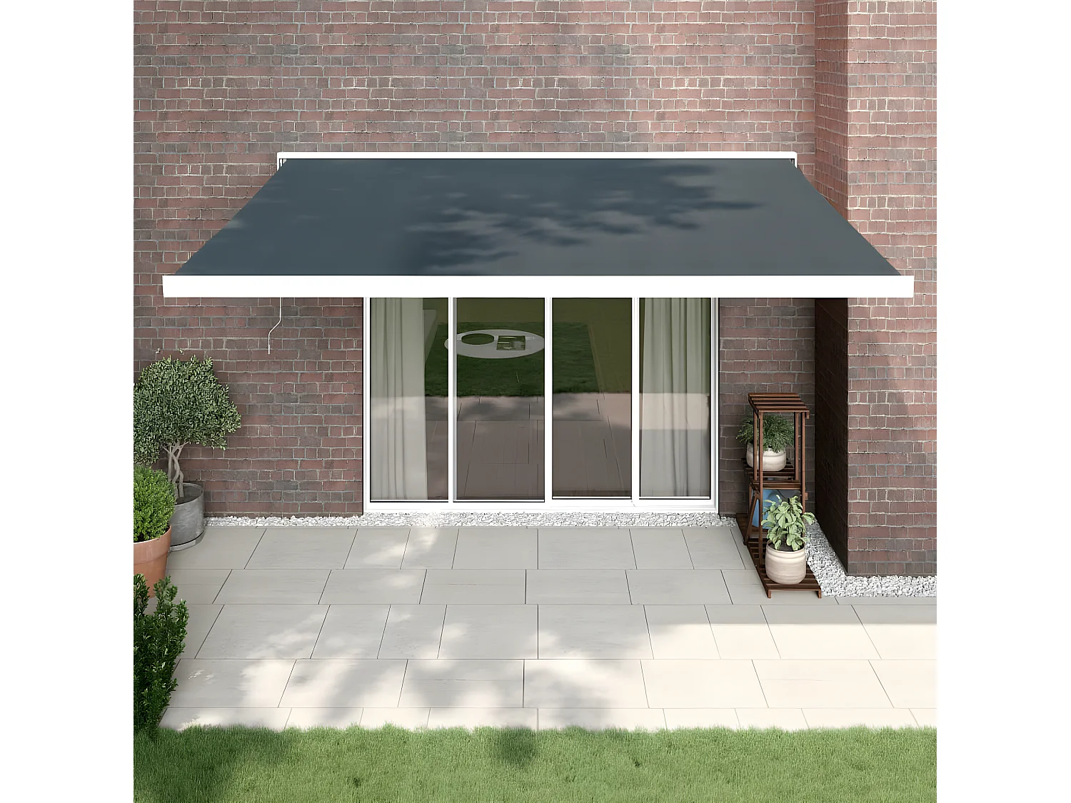 Auvent rétractable anthracite 4x3 tissu et aluminium