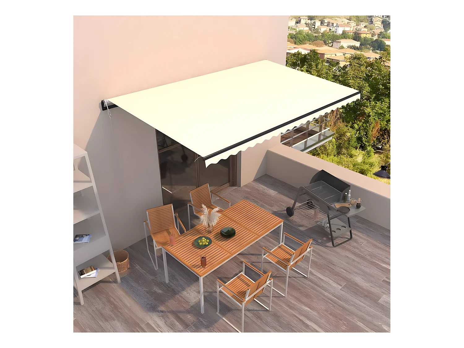 Auvent rétractable automatique 500x350 Crème