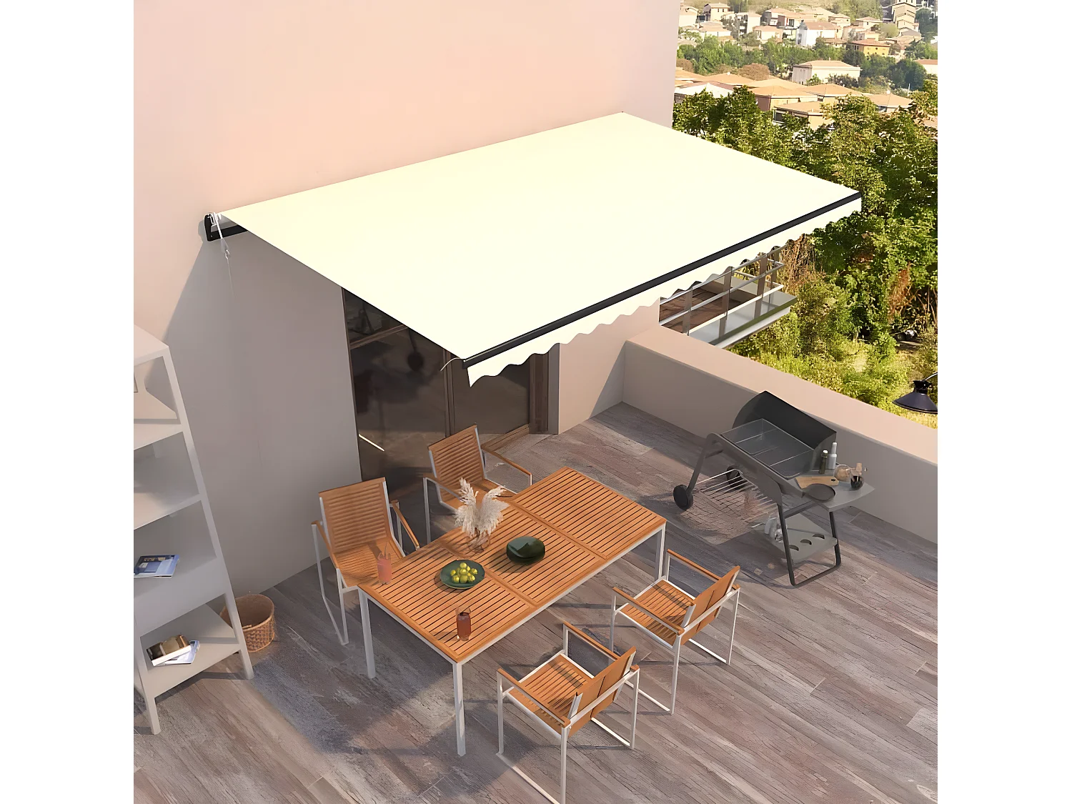 Auvent rétractable automatique 500x350 Crème