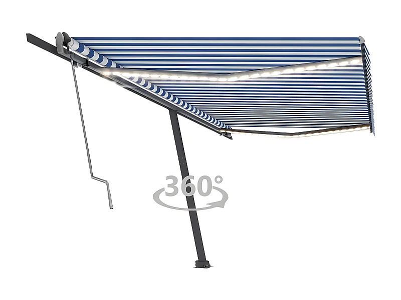 Auvent automatique capteur de vent/LED 500x300 Bleu et blanc