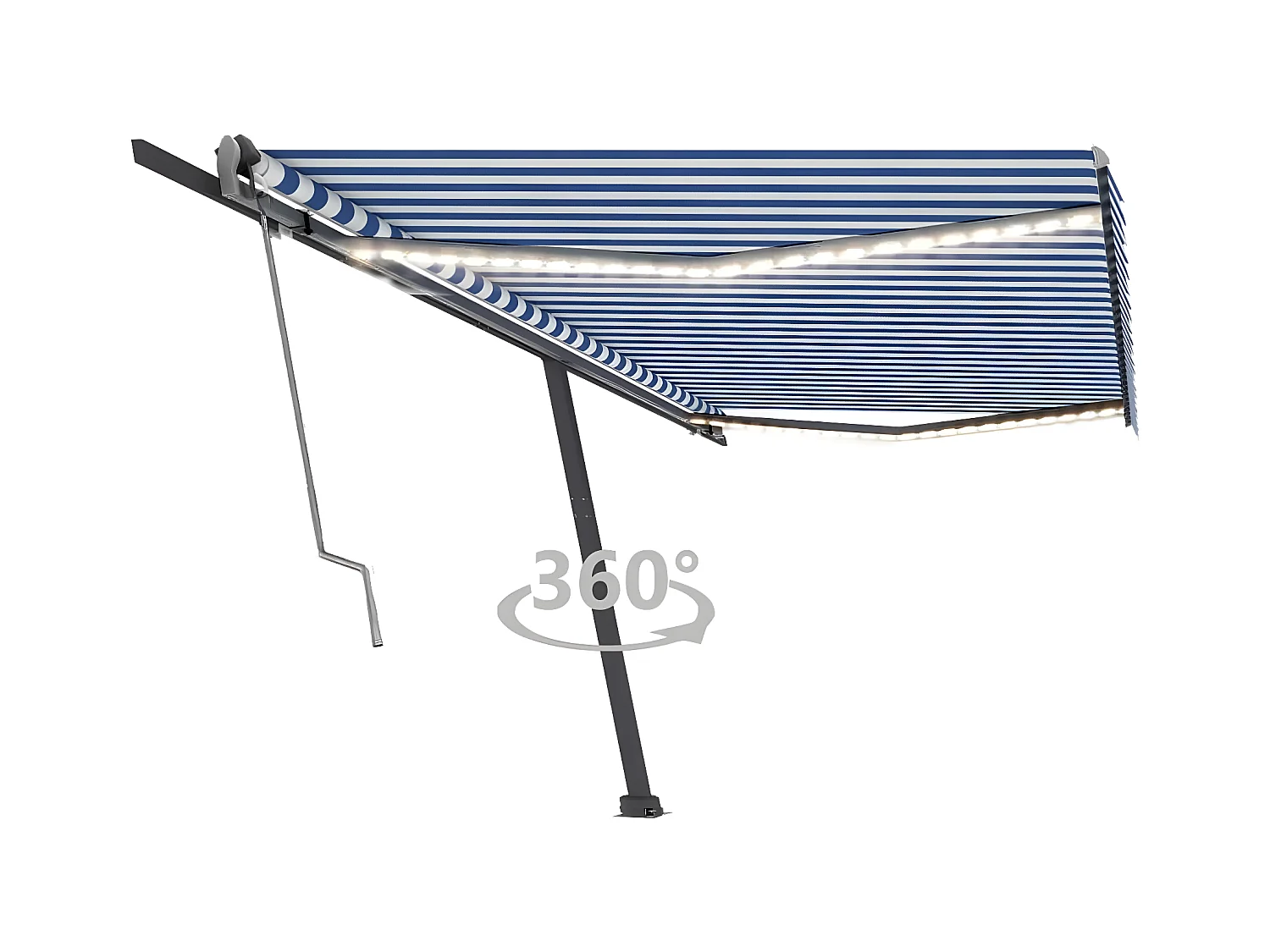 Auvent automatique capteur de vent/LED 500x300 Bleu et blanc