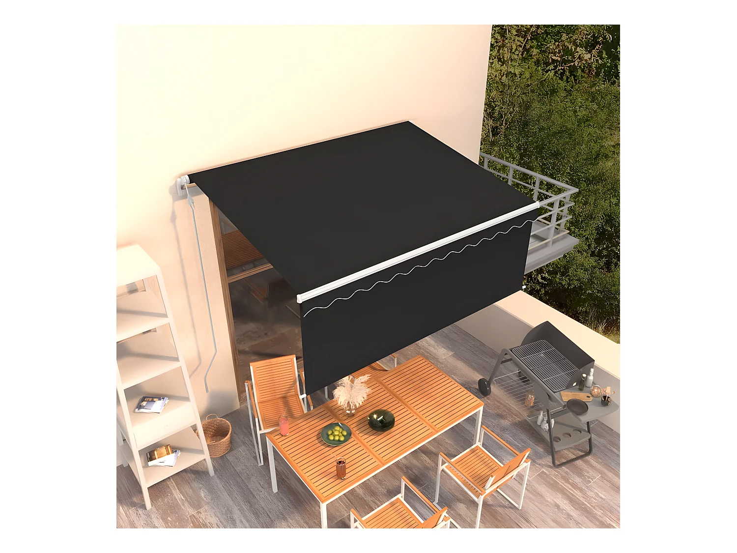 Toldo retráctil automático con persiana 3x2,5 Antracita