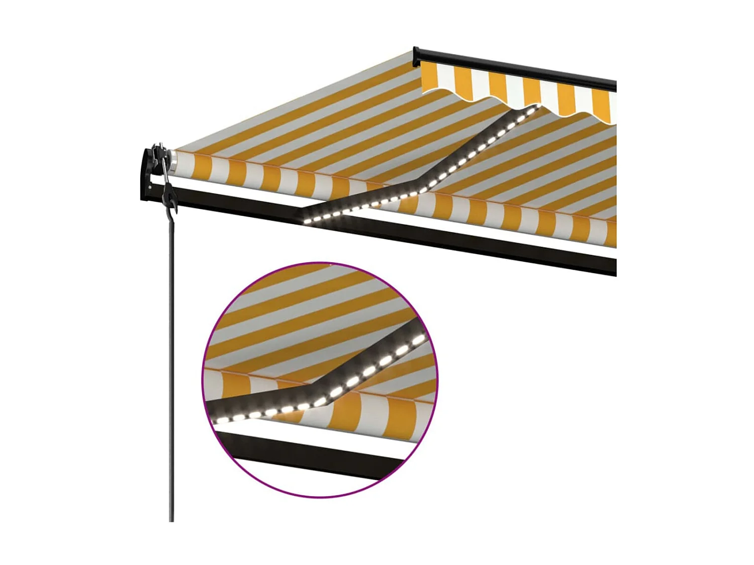 Toldo automático sensor viento/LED 450x300cm Amarillo y blanco