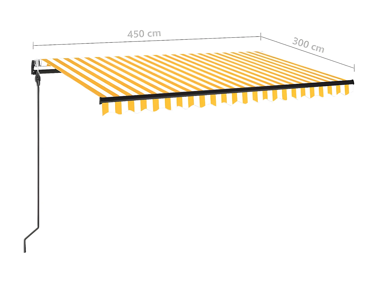 Toldo automático sensor viento/LED 450x300cm Amarillo y blanco