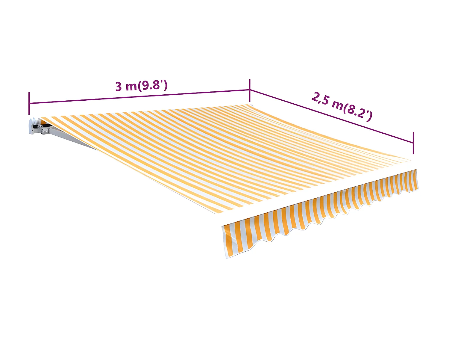 Tissu d'auvent Jaune tournesol/blanc 3x2,5 (cadre non inclus)