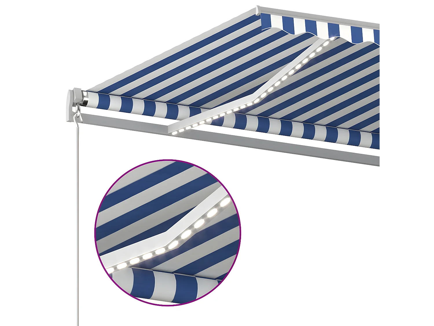 Automatischer Markisen-Windsensor und LED 4,5x3 Blau und Weiß