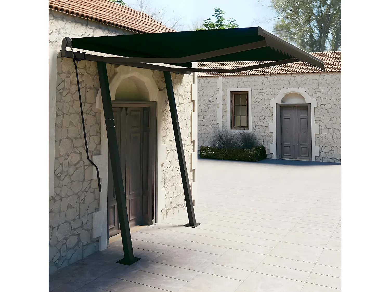 Auvent rétractable automatique et poteaux 3,5x2,5 Anthracite