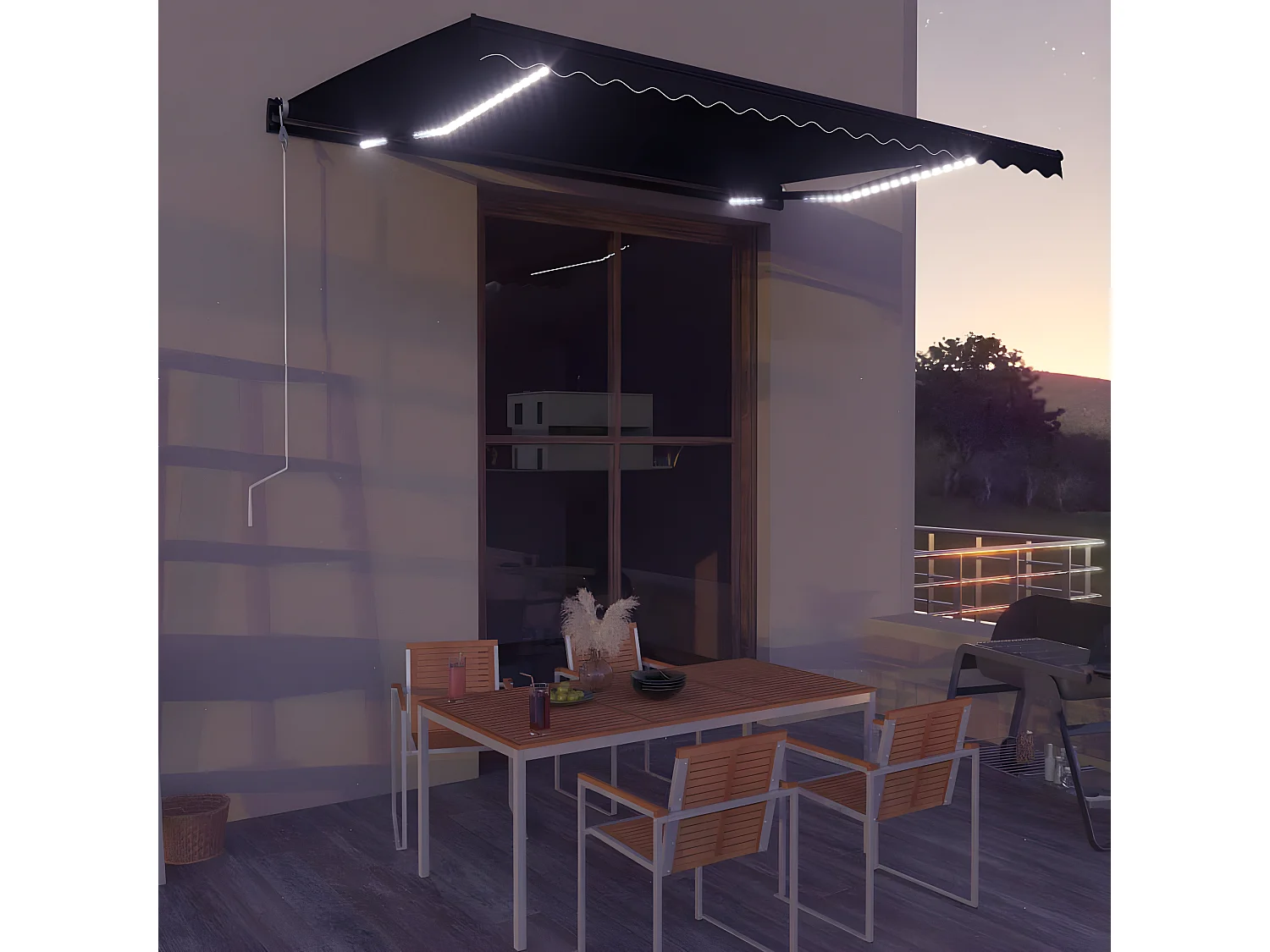 Uitschuifbaar zonnescherm met LED 450x300 Antraciet