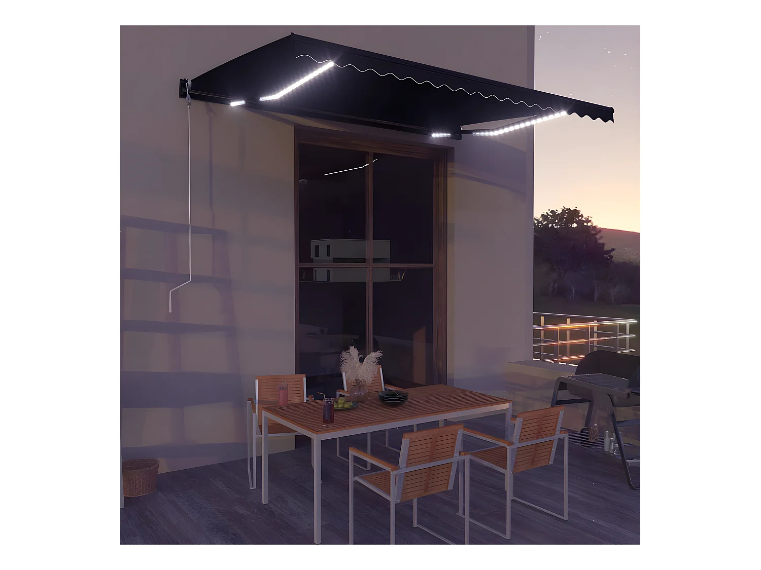 Auventanuel rétractable avec LED 450x300 Anthracite