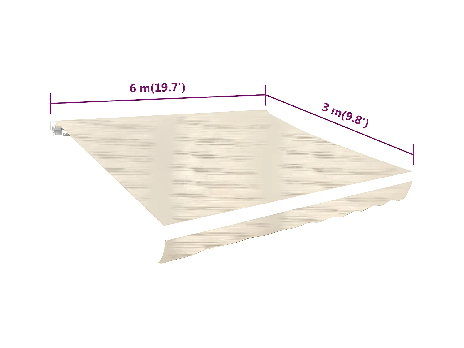 Techo tipo toldo de lona color crema 6x3 (marco no incluido)