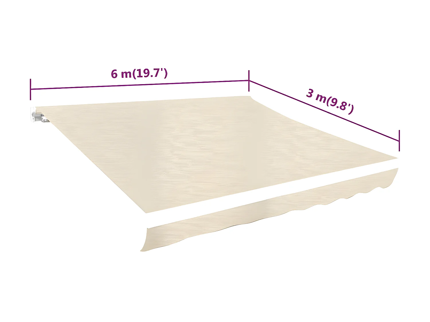 Toit d'auvent Toile Crème 6x3 (Cadre non inclus)