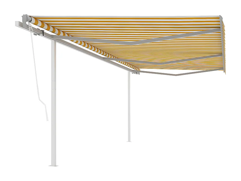 Auvent automatique rétractable avec poteaux 6x3m Jaune et blanc