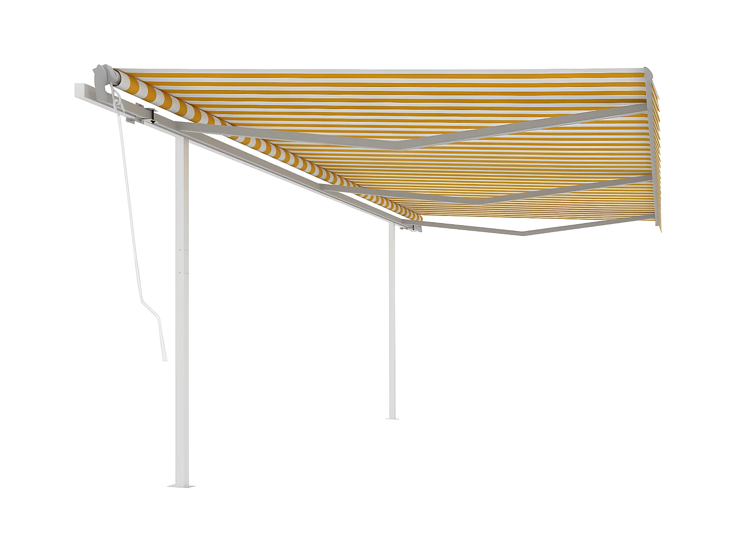 Auvent automatique rétractable avec poteaux 6x3m Jaune et blanc