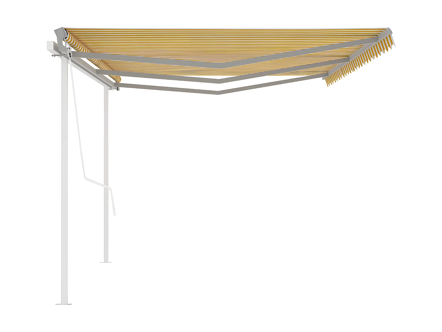 Auvent automatique rétractable avec poteaux 6x3m Jaune et blanc