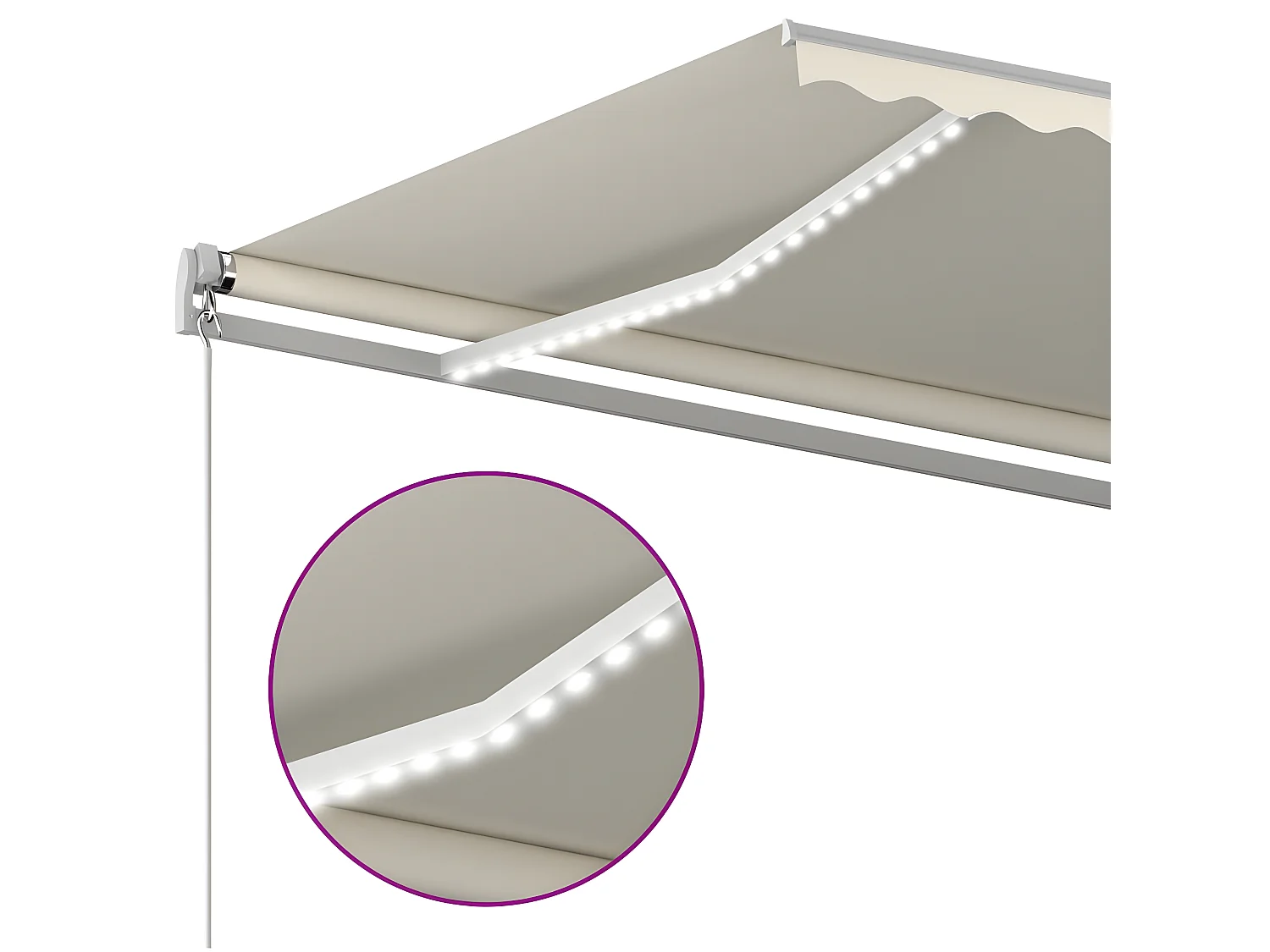 Tenda automatica con sensore vento e LED 6x3,5 Crema