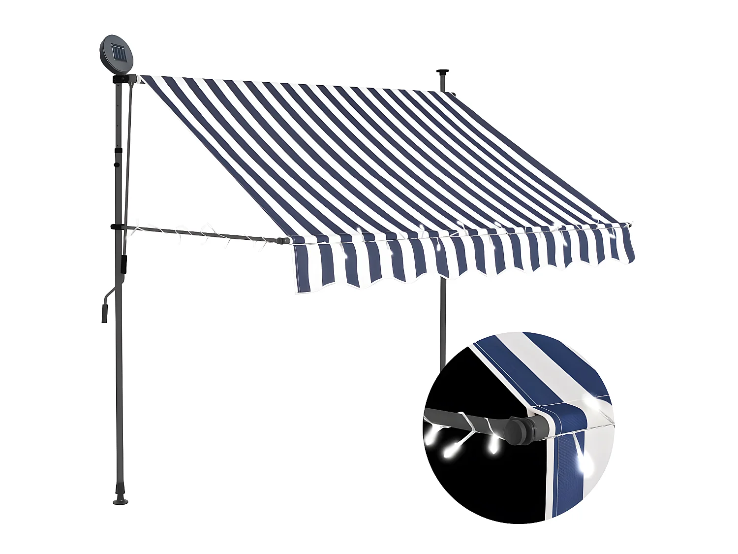 Tenda retrattile con LED 150 Blu e bianco