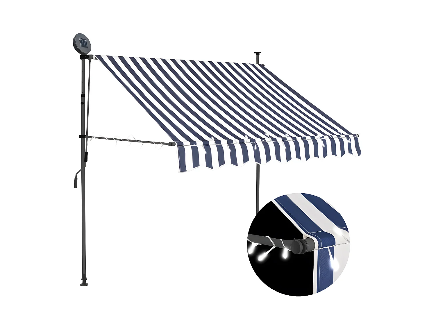 Auventanuel rétractable avec LED 150 Bleu et blanc