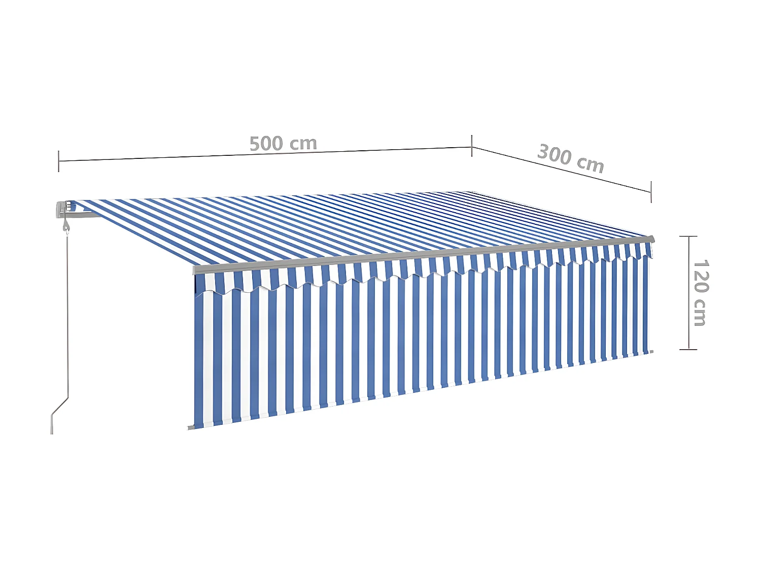 Sensor de vento para toldo automático/LED 5x3m Azul e branco