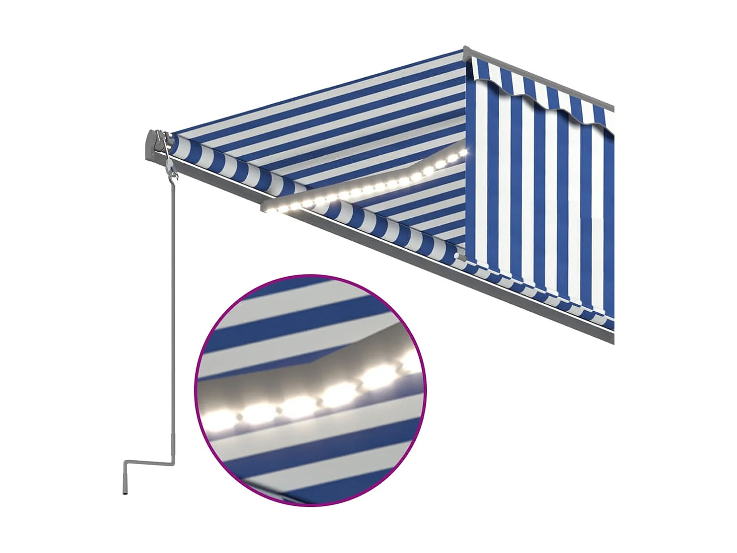 Automatische luifel luifel windsensor/LED 5x3m Blauw en wit