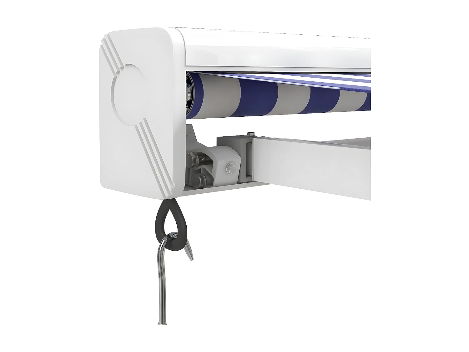 Auvent rétractable bleu et blanc 5x3 tissu et aluminium