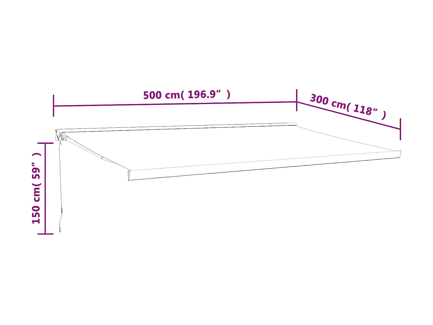 Auvent rétractable bleu et blanc 5x3 tissu et aluminium