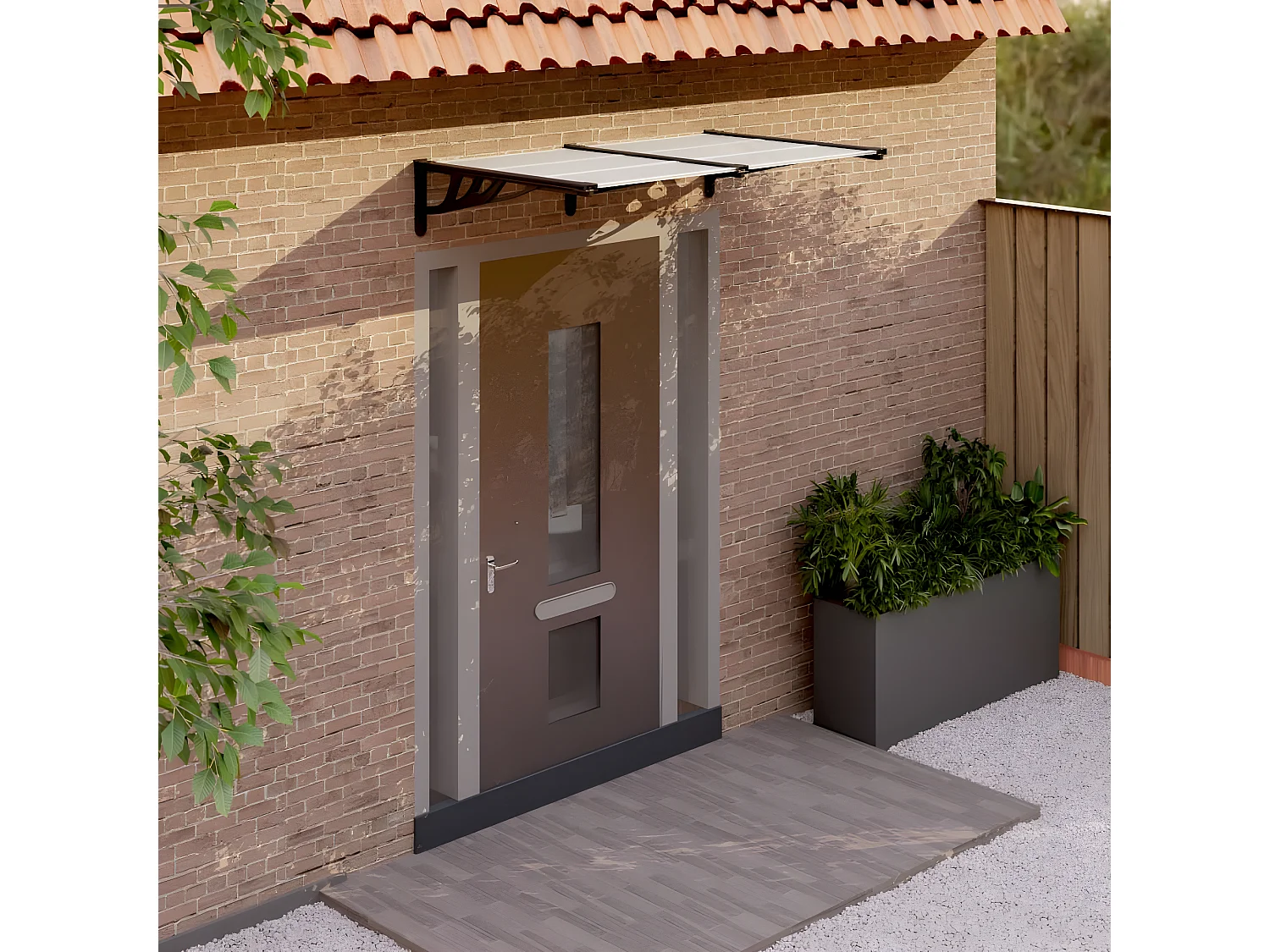 Auvent de porte Noir et transparent 152,5x90 Polycarbonate