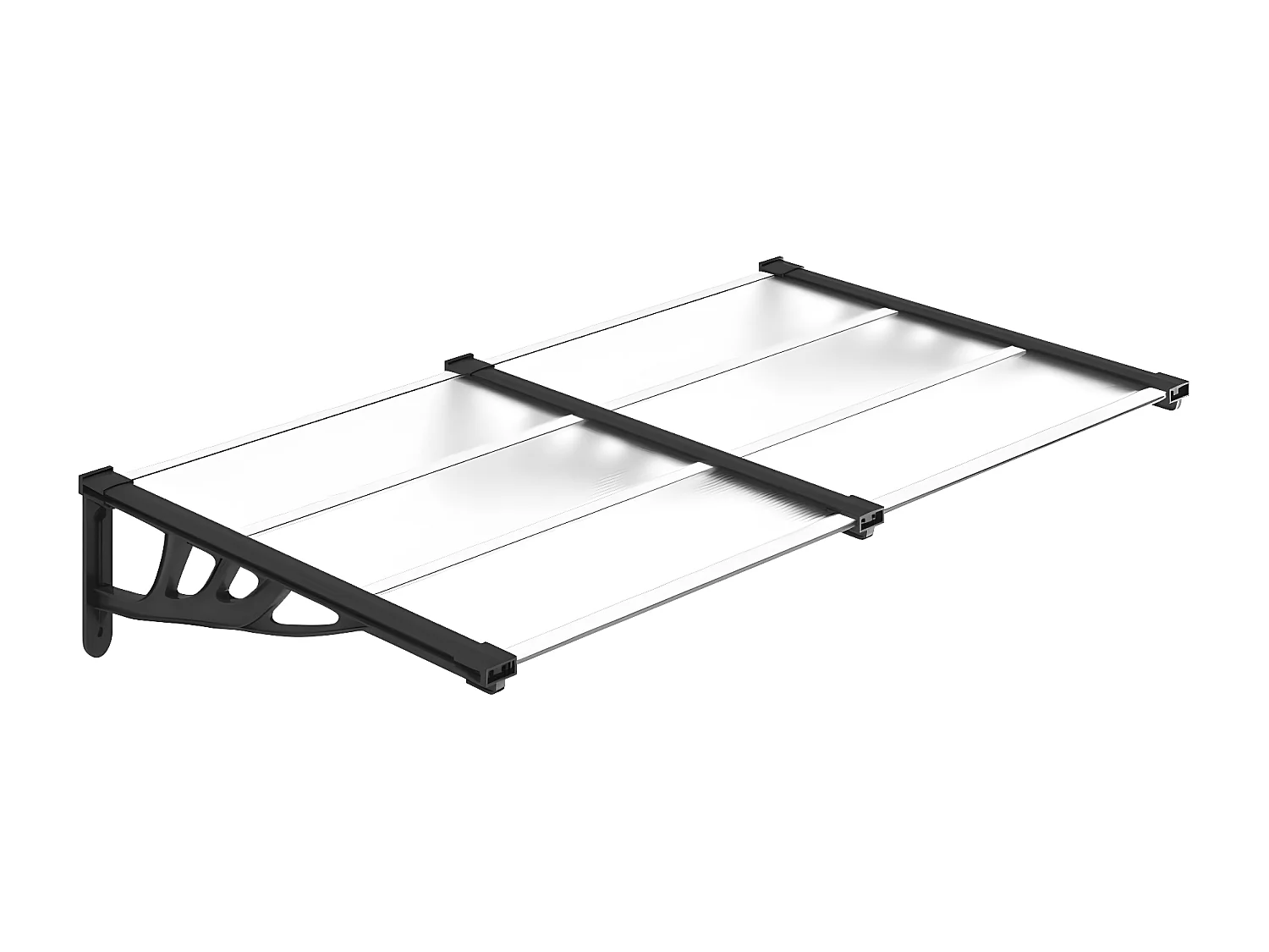 Auvent de porte Noir et transparent 152,5x90 Polycarbonate
