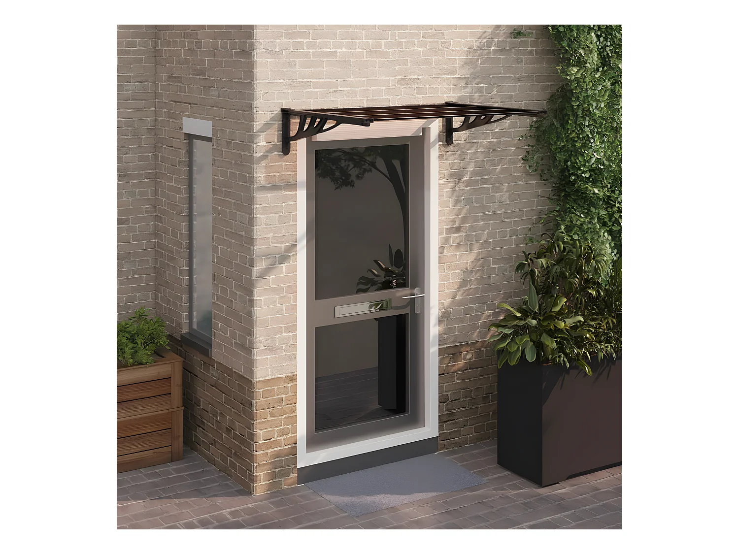 Auvent de porte Noir 122x90 Polycarbonate