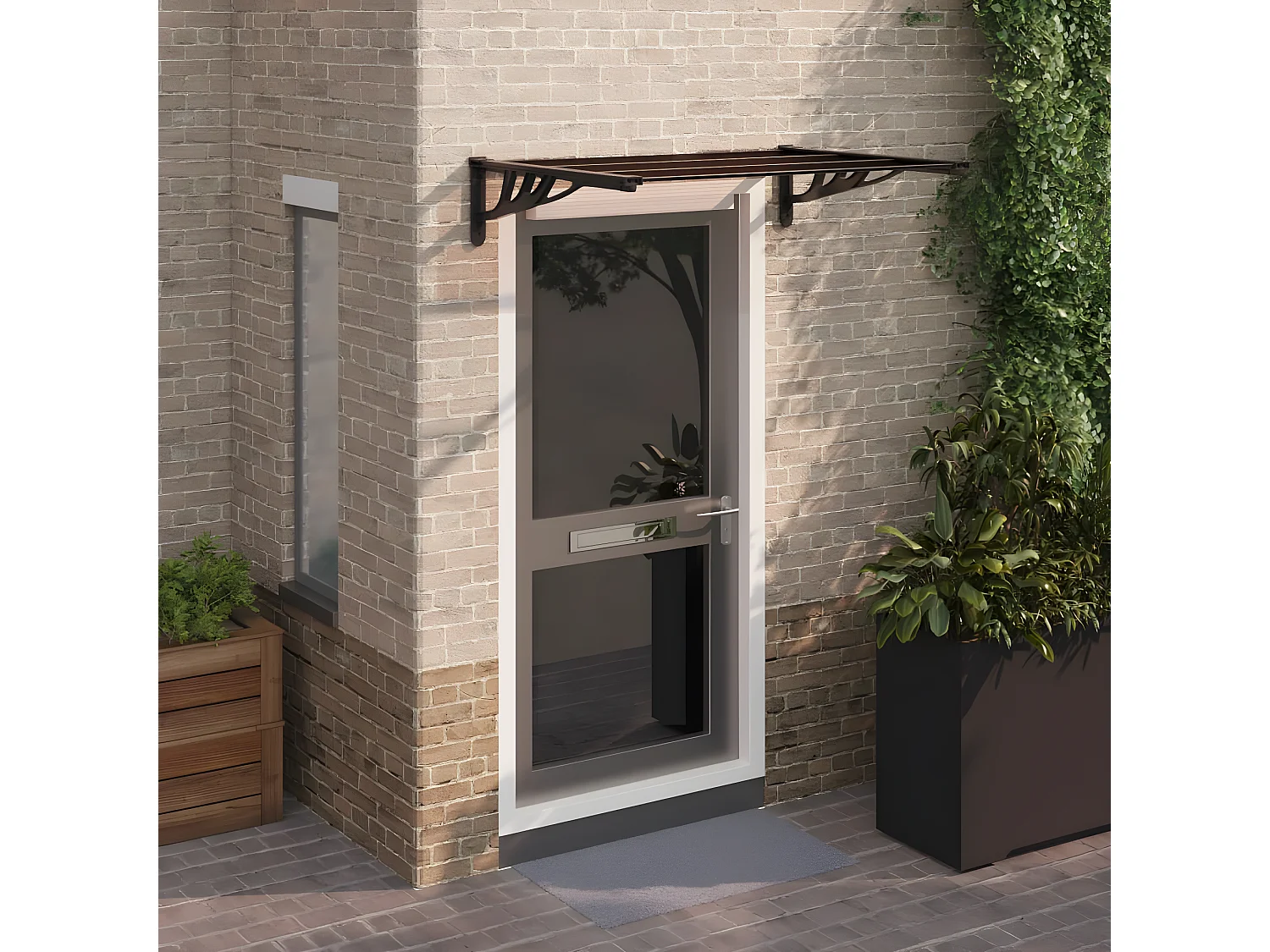 Deurluifel Zwart 122x90 Polycarbonaat