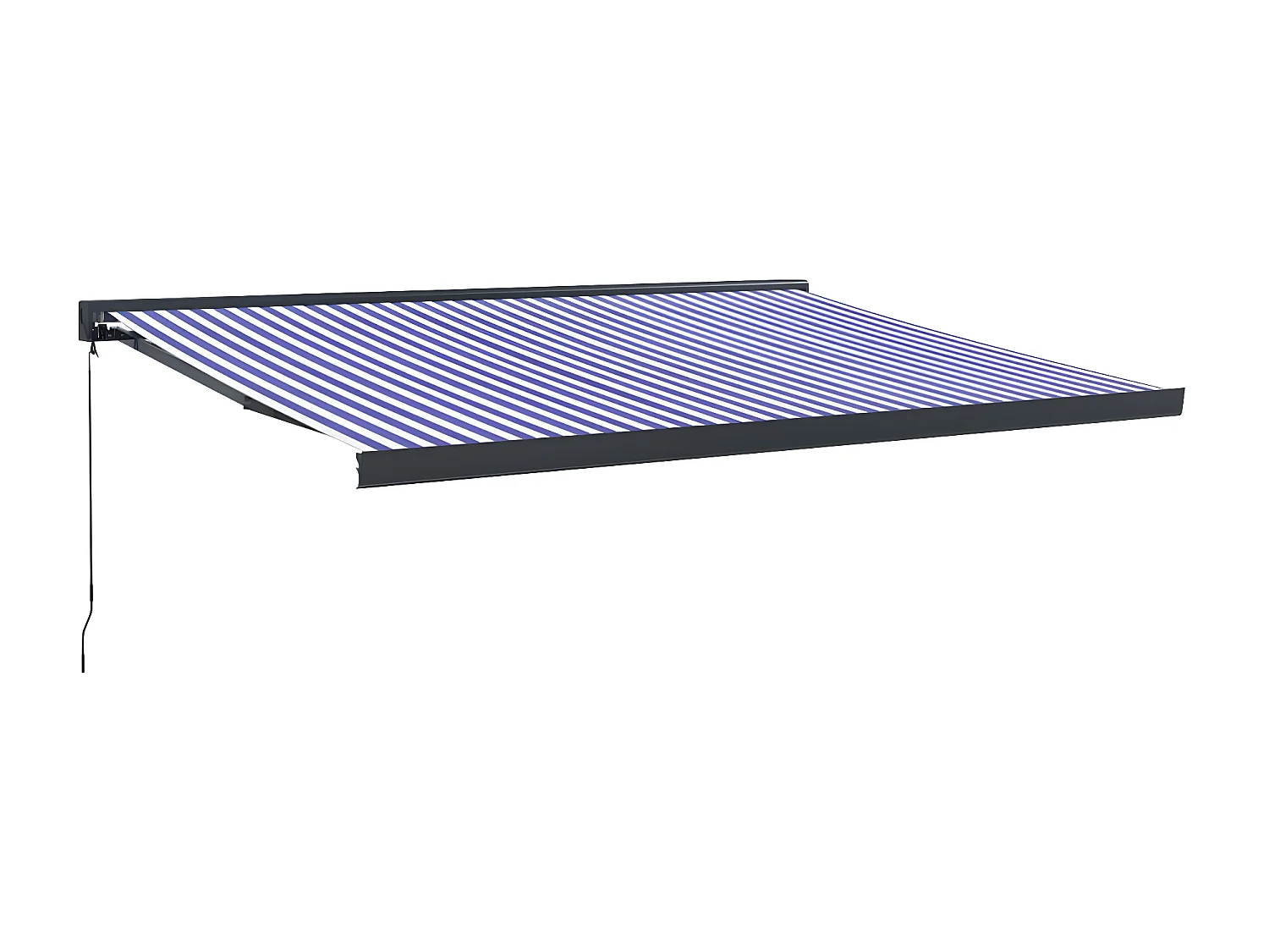 Blau-weiße einziehbare Markise aus 4x3 Stoff und Aluminium