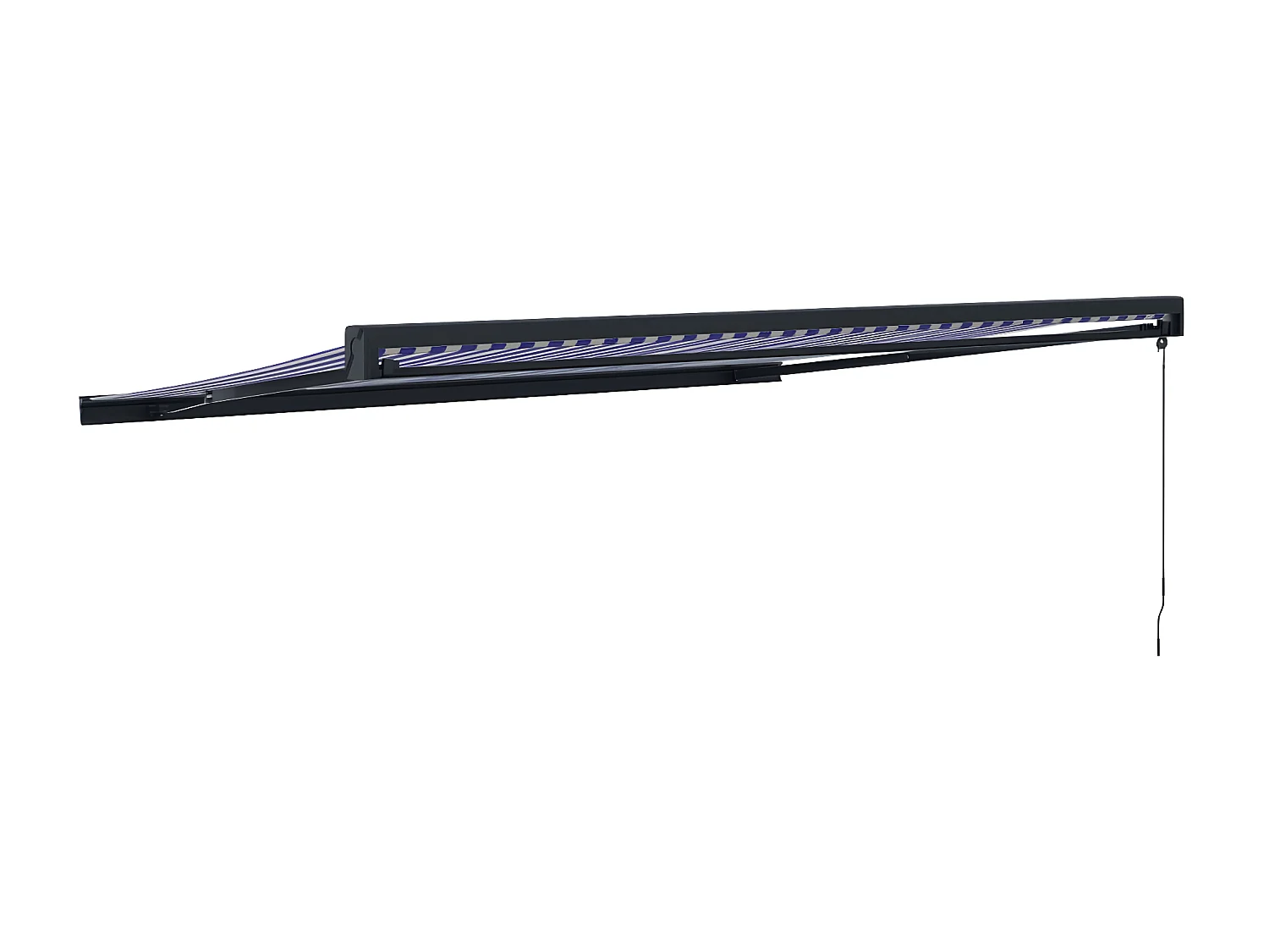 Blau-weiße einziehbare Markise aus 4x3 Stoff und Aluminium