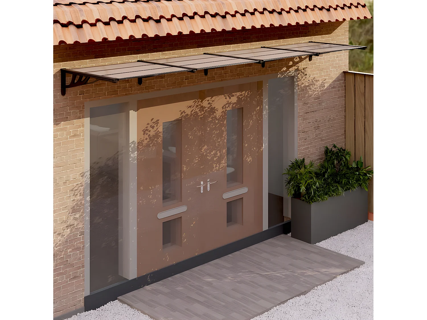 Auvent de porte Noir 396x90 Polycarbonate