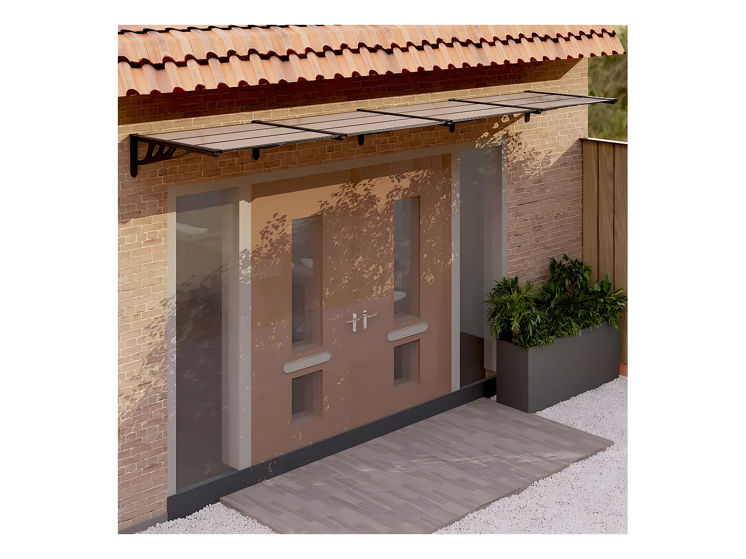 Auvent de porte Noir 396x90 Polycarbonate